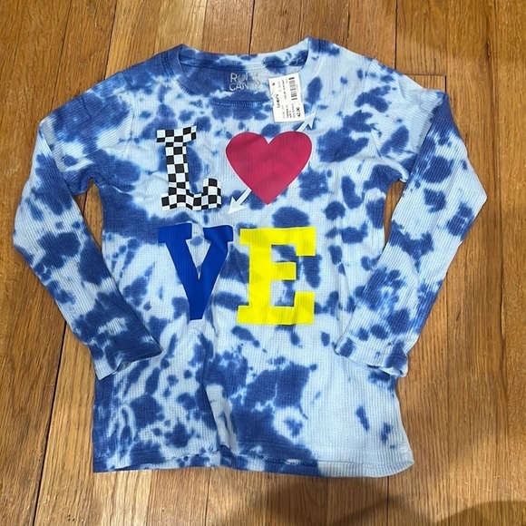 NWT Rock Candy Lester’s Kids Blue Tie Dye Waffle Knit Long Sleeve Size 8 - Picture 1 of 4